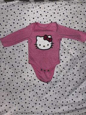 Hello Kitty Pink Long Sleeve Baby Bodysuit with Glitter Bow